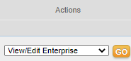 The View/Edit Enterprise option selected in the Actions column